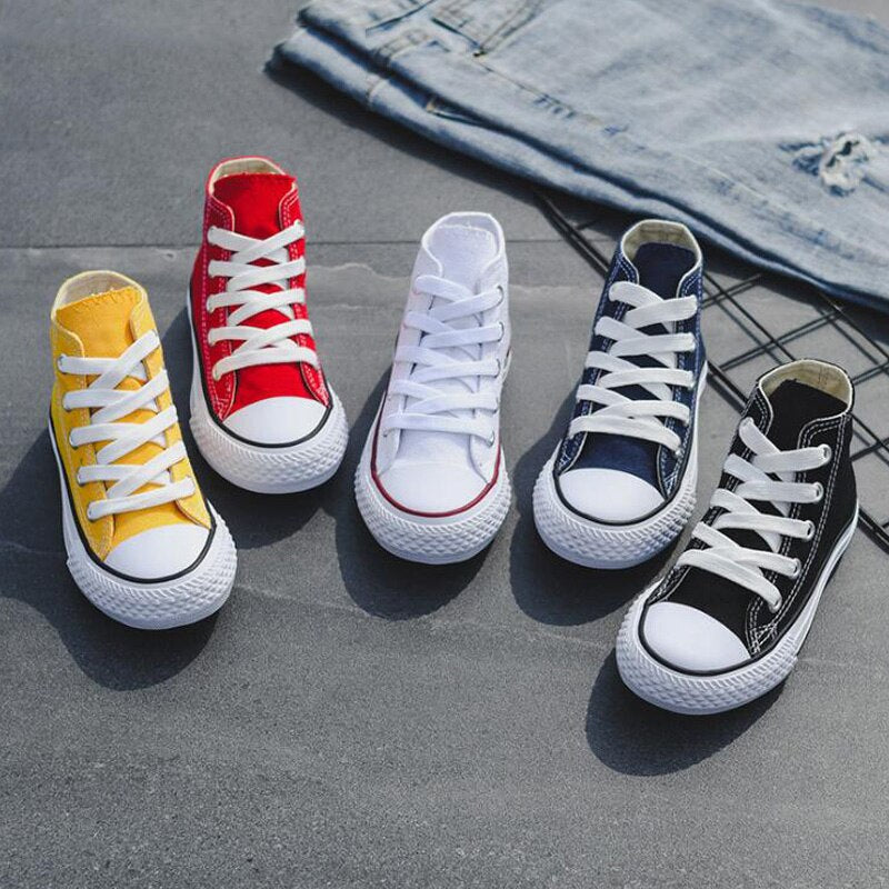 Unisex Children's High-top Canvas Girls or Boys Quality Fabric School Shoes Fashion Candy Color Sneakers Spring Autumn Outside Travel Canvas