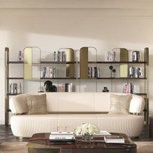 将图片加载到图库查看器,China modern creative design metal wooden bookshelf fashionable elegant shelf for studio study office