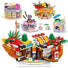 将图片加载到图库查看器,City Mini Blocks Street Retails Bread Shop Cake Candies Set Model Building Kit Kids Toys Architecture Ice Cream Store Miniature