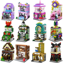 Load image into Gallery viewer, City Miniature Views Mini Street Coffee Shop Model Building Blocks Kits Bricks Kids Toys Girls Boys Flower Food Retail Store