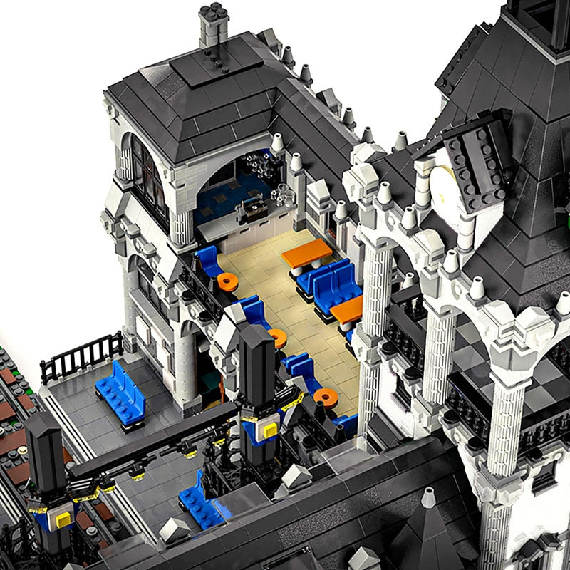 City Street View Scene Modular Architecture Train Station Building Blocks MOC Construction Model Bricks Kids DIY Toys Christmas Gifts