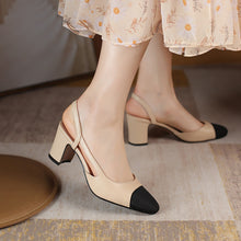 将图片加载到图库查看器,Classic Summer Women's Sandals Genuine Leather Closed Toe Mules Shoes Woman Slingbacks Nude Party Dress Shoes Ladeis Large Size