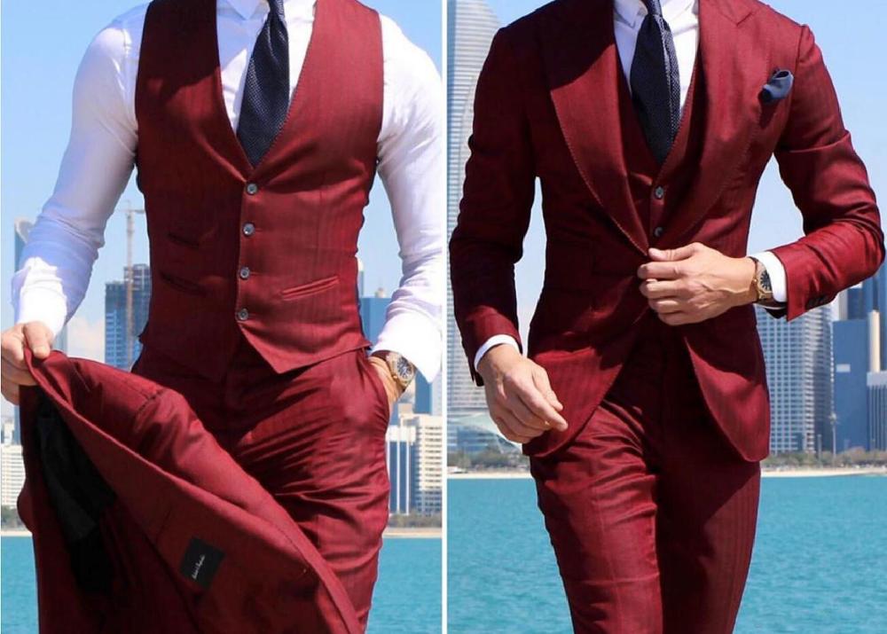 Classy Wedding Tuxedo Suits Slim Fit Bridegroom Men's 3 Pieces Groomsmen Suit Male Cheap Formal Business (Jacket+Vest+Pants)