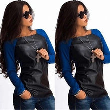 Cargar imagen en el visor de la galería, Women's Scoop Neck Sweater Jumpers Long Sleeve Clothing Women Tops Leather Casual Baseball Tee Blouse Shirts Outwear