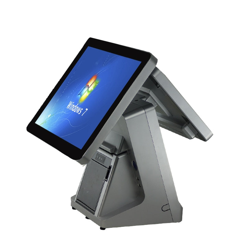 ComPOSxb dual screen 15 inch capacitive touch screen+12 inch lcd pos terminal with 80mm built-in thermal printer for restaurant