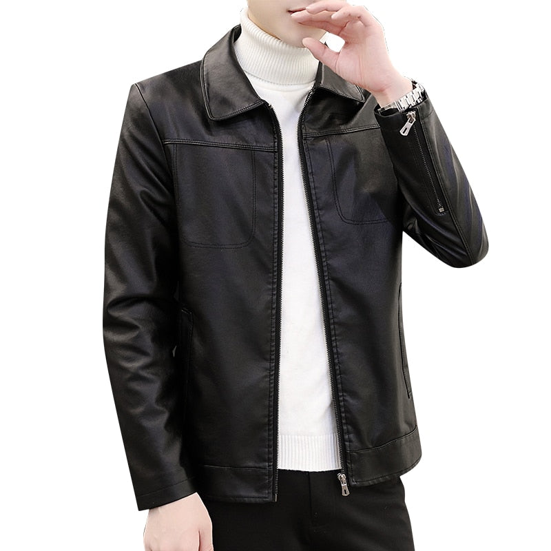 Crocodile Brand 2021 Men's Self-cultivation Korean Style Leather Jacket Youth