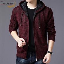 Load image into Gallery viewer, Crocodile brand male Jumper winter warm Coat sweater coat men Winter Fleece Sweater Knitwear Cardigan Plus Size Knitted wear