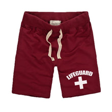 将图片加载到图库查看器,Cross Lifeguard Clothes New Men"s Shorts Summer Beach Shorts Men Elastic Waist Pure Cotton Casual Male Casual Shorts With Pockets