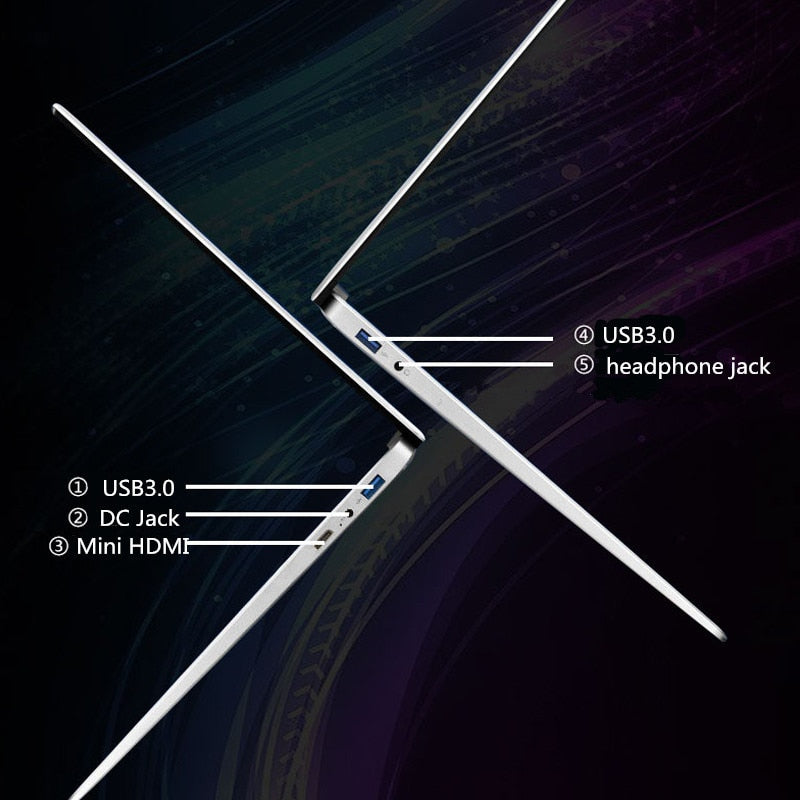 DDR4 Ram 8G Rom 512GB 2T 3TB SSD Ultrabook 15.6" Laptop Computer 2.4G/5.0G Wifi Bluetooth Intel Celeron J4125 windows laptop