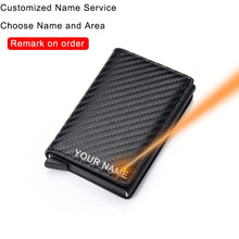 將圖片載入圖庫檢視器 DIENQI Carbon Fiber Card Holder Wallets Men Brand Rfid Black Magic Trifold Leather Slim Mini Wallet Small Money Bag Male Purses