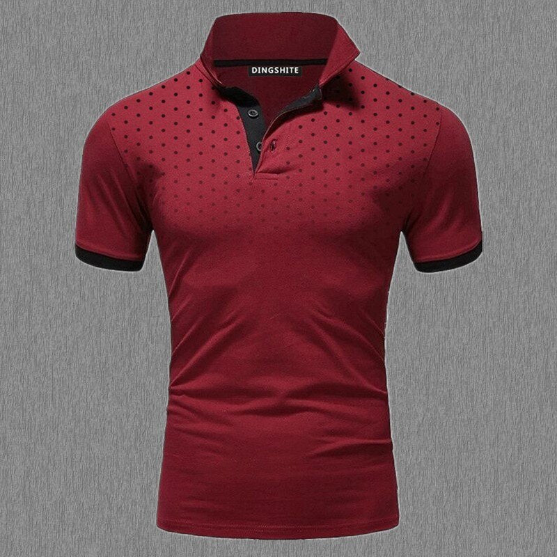 DINGSHITE New Fashion Men's Summer T- Shirt Business Casual Shirt Men's Slim Short Sleeve Polka Dot POLO T-Shirt