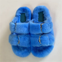 将图片加载到图库查看器,Designer Slides High Quality Mink Fur Slippers Lasdies Fur Slippers Flat Heel Slippers Women Shoes Fur Slides for Women Slides