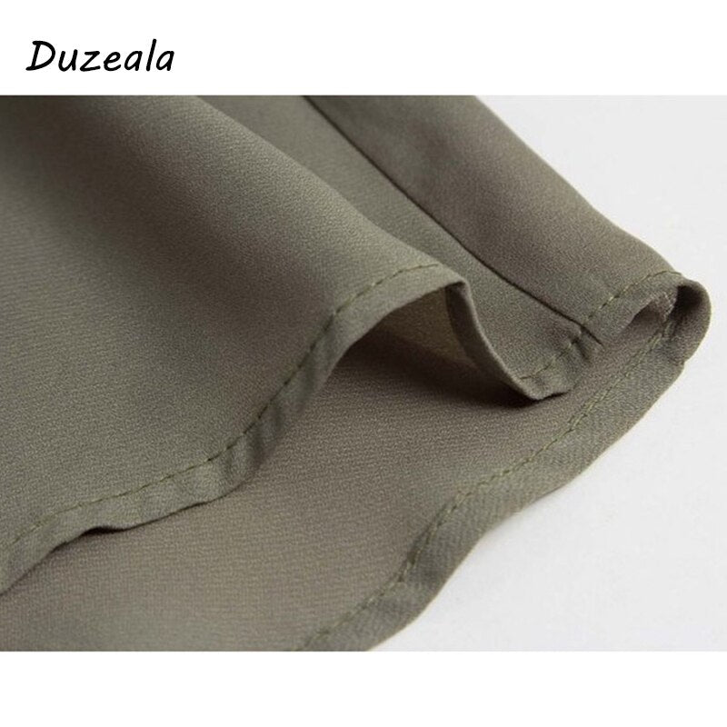 Duzeala Vintage Women's Chiffon Blouse Shirt V-Neck Long Sleeve Female Tunic Casual Plus Size Blouse Kimonos 2018