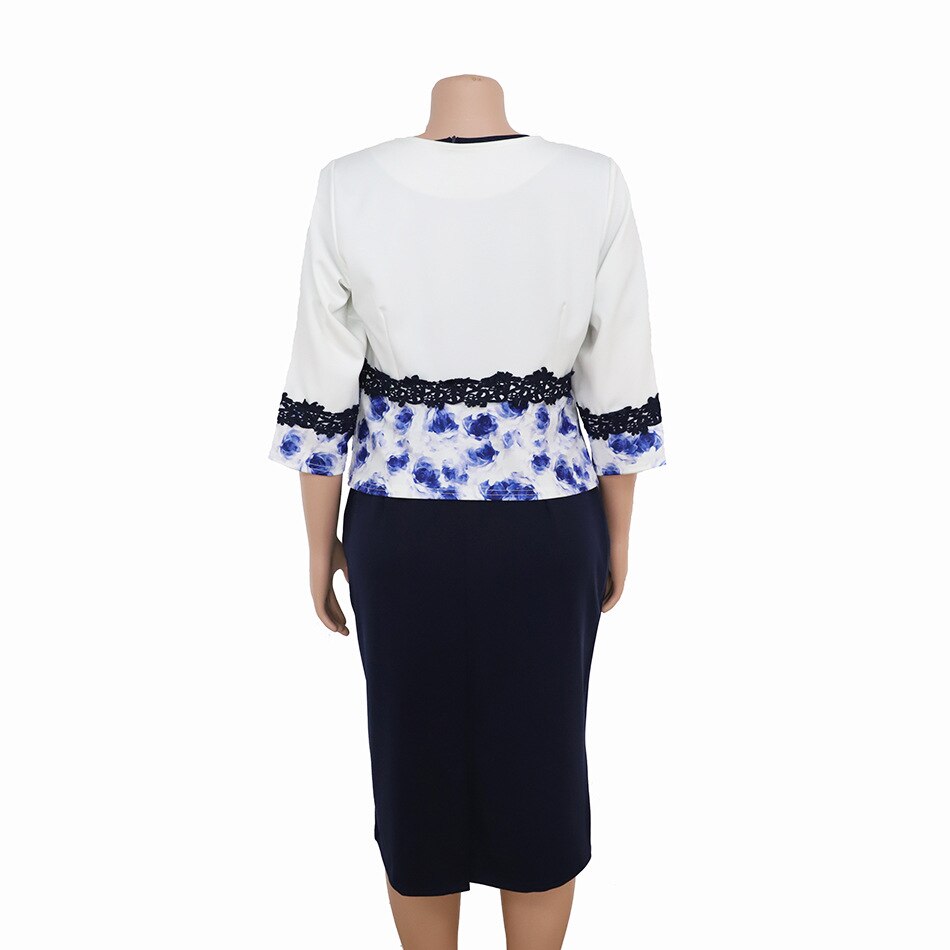 Elegant 2 Piece Sets Office Plus Size Dress Summer Autumn Midi Dress 2019 Casual O-neck Bodycon Women Dresses Vestidos Dress Suit