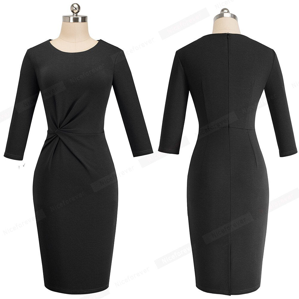 Elegant Work Business Sheath Pencil Office Lady Dress Fancy Autumn Bodycon Formal Career Dress HB476