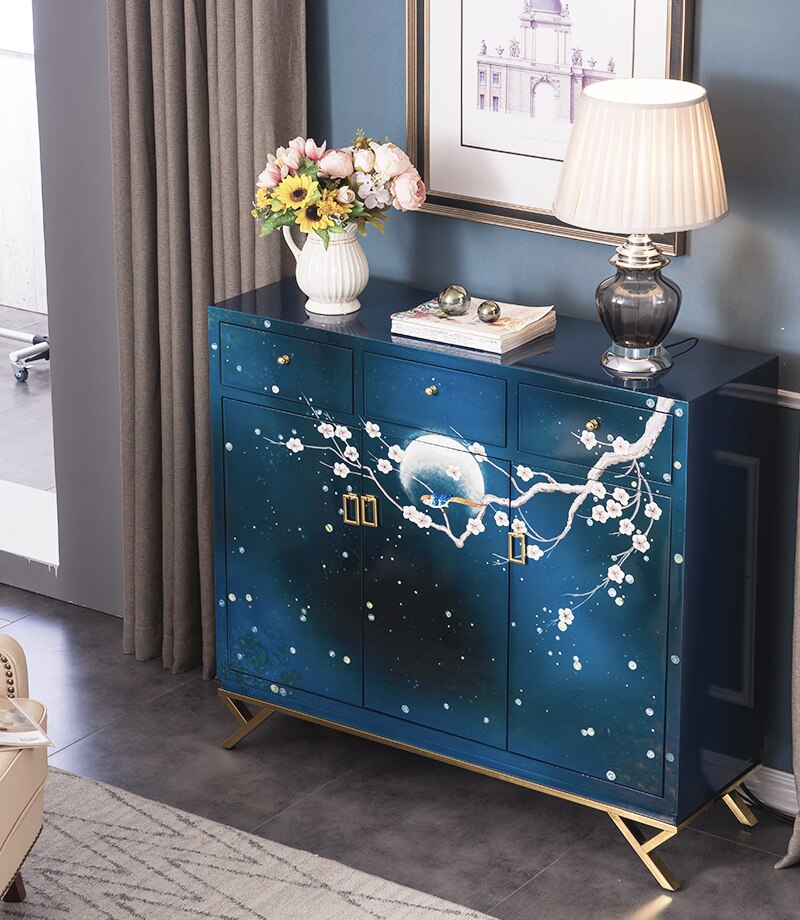 Porch Cabinet, Homestay Light Luxury Stainless Steel Furniture Living Room. Storage Cabinet