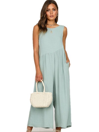 American Style Women's Pure Color Jumpsuits
