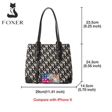 将图片加载到图库查看器,FOXER Fashion Monogram Ladies Handbag Office Women Commuter Large Capacity Soft Shoulder Bag High Quality Casual Tote Bag Women