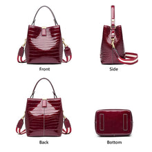 将图片加载到图库查看器,FOXER Fashion Patent Leather Bucket Shoulder Bag for Women Large Capacity Commute Female Handbag Designer Lady Cross-body Purses
