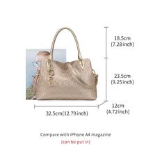 Load image into Gallery viewer, FOXER Occident Style Gold Totes Women's Cow Split Leather Handbag Fashion Lady Commute Purse Luxury Large Capacity Shoulder Bag