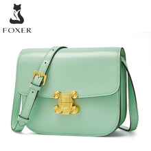 Load image into Gallery viewer, FOXER Original Fashion Ladies Split Leather Shoulder Bag High Quality Messenger Bag Candy Color Clamshell Small Square Bag Woman