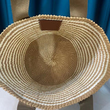 Load image into Gallery viewer, Fashion 2021 New Women's Straw Weave Webbing Letter Printing Splices Basket Bags Female Top Handle Shoulder Bucket Bag Purses