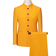 將圖片載入圖庫檢視器 Men's Retro Wedding Party Suit 2-Piece Set (Blazer & Pants) Luxury Embroidery Men Tang Suit Plus Size S-6XL