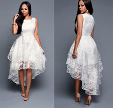 Charger l'image dans la galerie, Women's High Low Sleeveless Dress Elegant Slim Front Short Back Long Puffy Party Dress White Women Tulle Dress