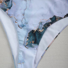 将图片加载到图库查看器,Fashion Women Striped Push Up Lace Swimwear High Cut Hight Waist Halter Mori Girl Bikini Set Two Pieces Swimsuit