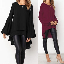 将图片加载到图库查看器,Women's Asymmetrical Blouse 2020 ZANZEA Elegant Puff Sleeve Tops Layered Blusas Female Solid Blusas Plus Size Tunic Tops