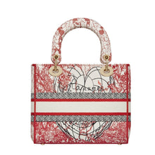 Load image into Gallery viewer, Fashion Women's Letter Embroided Pattern Splices Metal Accessories Shoulder Crossbody Bags Female Top Handle Bag Handbag Purses