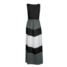 Cargar imagen en el visor de la galería, Feitong Women's Sleeveless Striped Dress Stitching Casual Color Block High Waist Maxi Long Dress Robe Femme