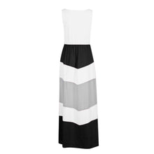 Cargar imagen en el visor de la galería, Feitong Women's Sleeveless Striped Dress Stitching Casual Color Block High Waist Maxi Long Dress Robe Femme