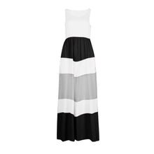 Cargar imagen en el visor de la galería, Feitong Women's Sleeveless Striped Dress Stitching Casual Color Block High Waist Maxi Long Dress Robe Femme