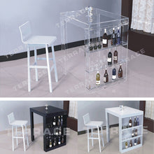 Charger l'image dans la galerie, Acrylic Pub Mini Bar Table With Storage Wine Bottle Rack-Perfect for Small Living Room (Flat packed)