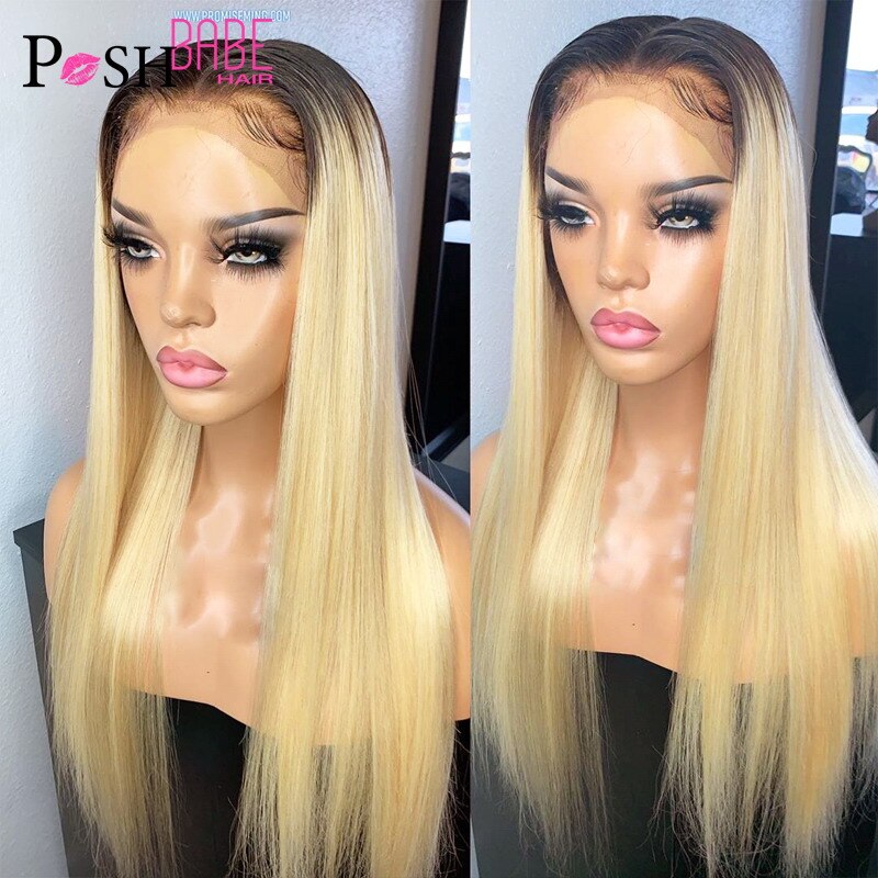 Full Lace Human Hair Wigs 613 Blonde Remy 8 - 28 inch Long Brazilian Straight Pre Plucked Glueless Full Lace Wig with Baby Hair