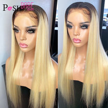 Load image into Gallery viewer, Full Lace Human Hair Wigs 613 Blonde Remy 8 - 28 inch Long Brazilian Straight Pre Plucked Glueless Full Lace Wig with Baby Hair