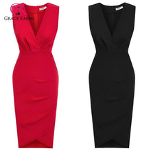 將圖片載入圖庫檢視器 Grace Karin Women's Elegant Slim Formal Business Dress Sleeveless Pnecil Dresses Office Ladies Wear To Work Bodycon Dress Summer
