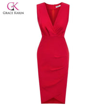 將圖片載入圖庫檢視器 Grace Karin Women's Elegant Slim Formal Business Dress Sleeveless Pnecil Dresses Office Ladies Wear To Work Bodycon Dress Summer