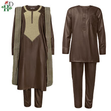 將圖片載入圖庫檢視器 H&D African Agbada Suit For Men Embroidered Robes Dashiki Cover Shirt Pants 3 PCS Set Boubou Africain Homme Musulman Ensembles