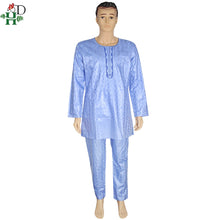 Cargar imagen en el visor de la galería, H&D south african traditional wear formal attire bazin riche dashiki outfits shirt pants robe suit no cap african men agbada
