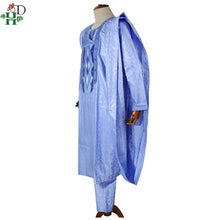 Cargar imagen en el visor de la galería, H&D south african traditional wear formal attire bazin riche dashiki outfits shirt pants robe suit no cap african men agbada