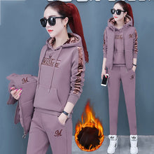 Load image into Gallery viewer, Women Suit Tracksuit Winter 3 Piece Set Hoodies+Vest+Pants Casual Suit Plus Velvet Warm Sporting Women's Suits Female Clothes