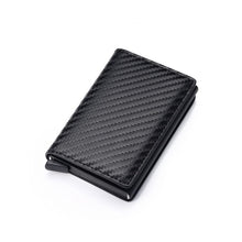 将图片加载到图库查看器,DIENQI Carbon Fiber RFID Blocking Men's Credit Card Holder Leather Bank Card Wallet Case Cardholder Protection Purse For Women