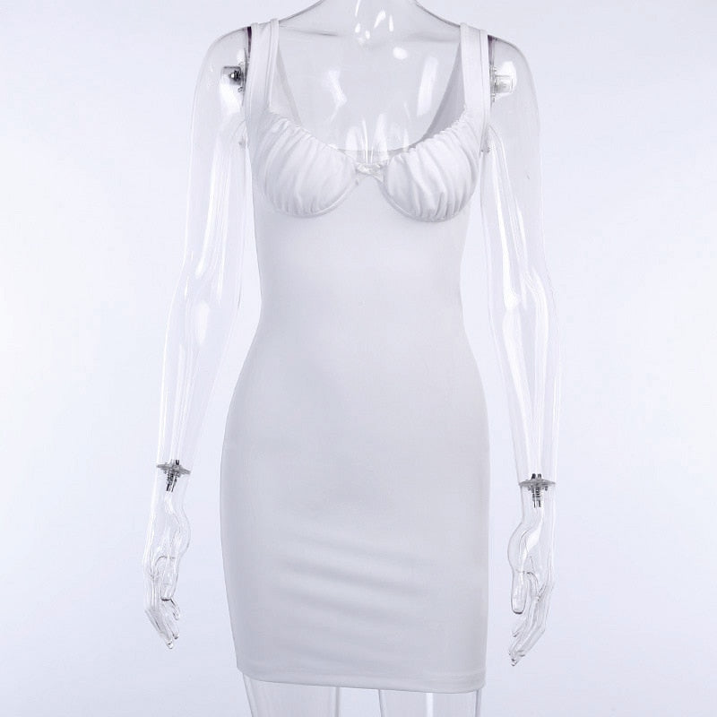 LVINMW Sexy Skinny Bralette With Bow Low Cut Slim Dress 2020 Women Summer Fashion Sleeveless Backless Dress Female Party Club
