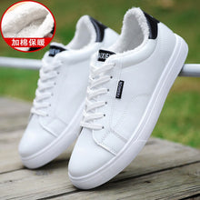 将图片加载到图库查看器,Men's White Sneakers Plus Velvet Warm Winter Shoes For Men Shoes Casual Lace Up PU Leather Ankle Boots