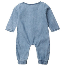 Cargar imagen en el visor de la galería, Spring Autumn Baby Clothing Long Sleeve Romper Denim Solid Jumpsuit Pocket Outfits Newborn Kids Baby Girl Boy Clothes
