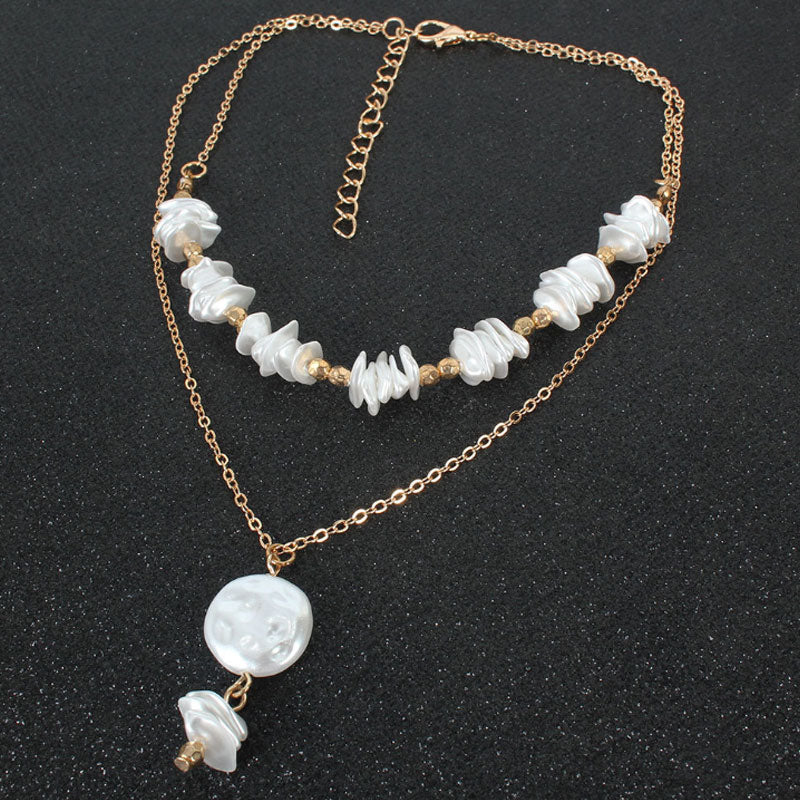 Fashion jewelry, simple personality, irregular pearl beaded necklace, female jewelry