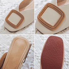 Charger l'image dans la galerie, Women Summer Slip On PU Slippers Ladies Square Toe Cone Heels Slipper Woman Fashion Metal Decoration Casual Female Party Sandal