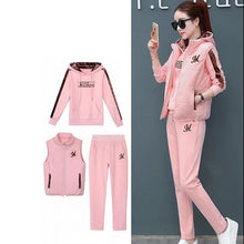 Load image into Gallery viewer, Women Suit Tracksuit Winter 3 Piece Set Hoodies+Vest+Pants Casual Suit Plus Velvet Warm Sporting Women's Suits Female Clothes